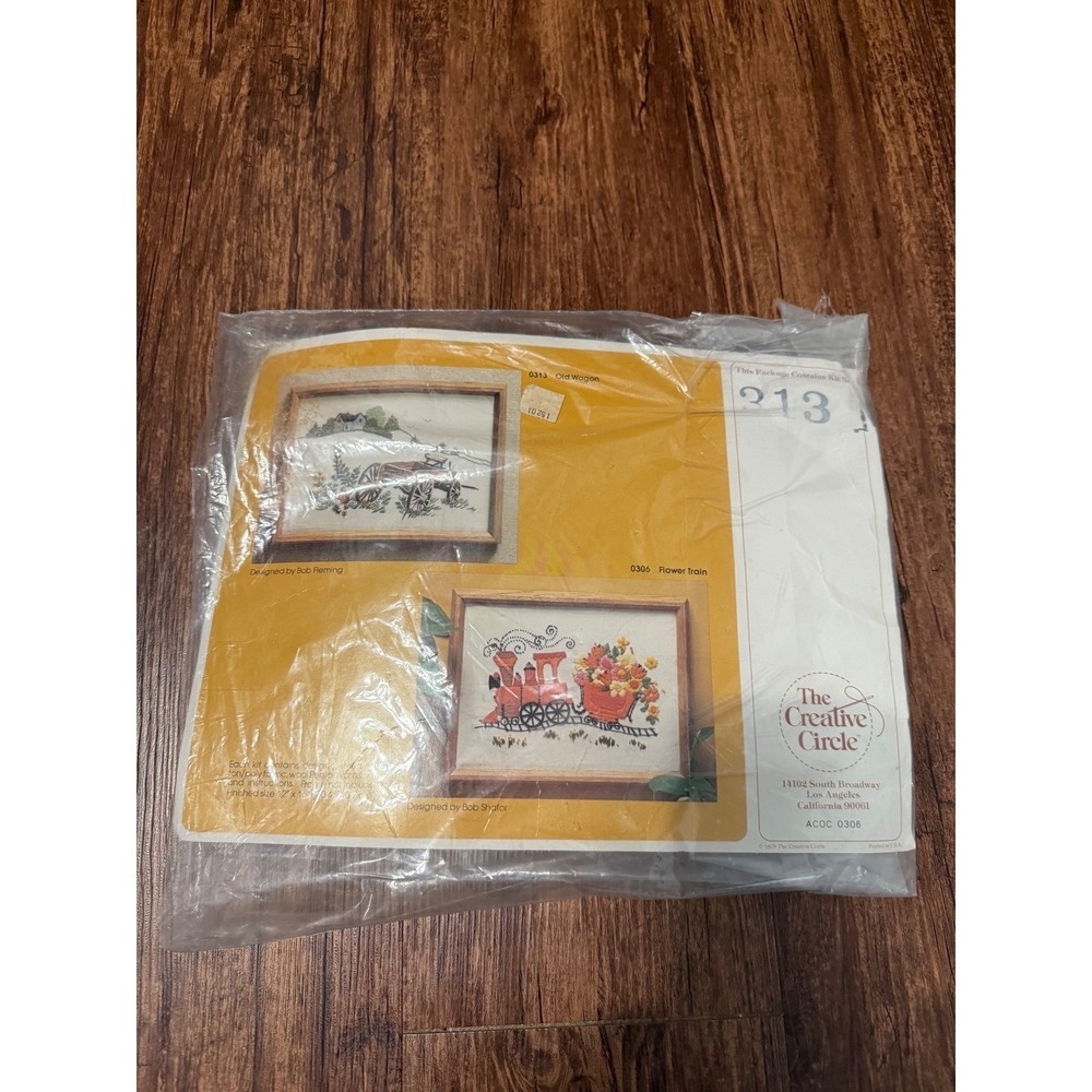 The Creative Circle ACOC 0306"Old Wagon" Cross Stitch Kit 1978 Vintage 12" x 16"